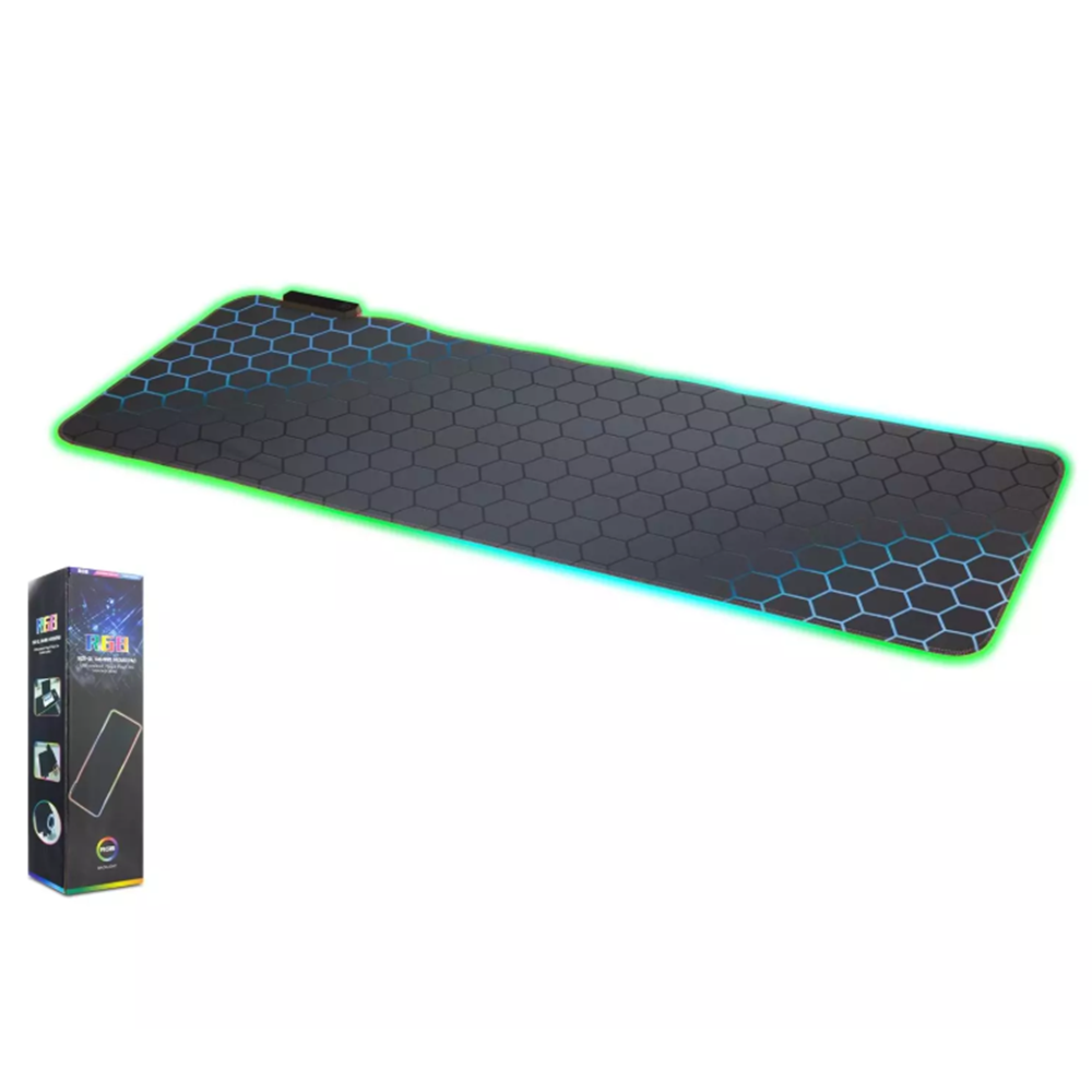 TELSAN TLS-1001 RGB Işıklı Mouse Pad Kaymaz Taban 300*800Mm 30*80cm 0.3mm Petek Desenli Mavi Işıklı