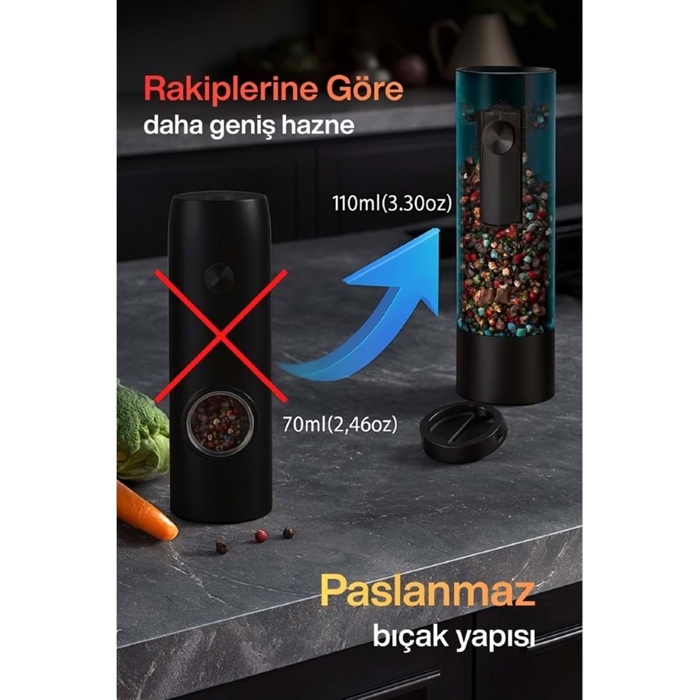 MPIA PG-5 Şarjlı Baharat Öğütücü 100ML Hazne