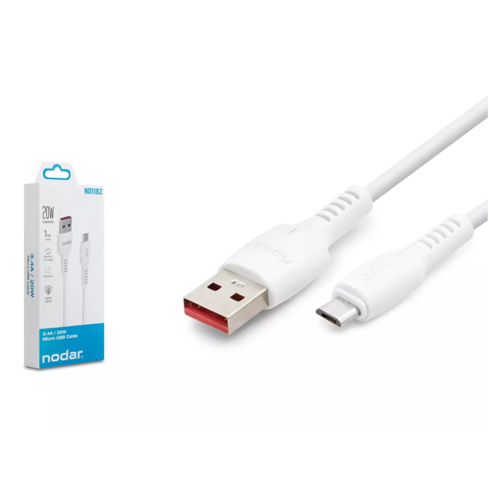 Nodar Nd1182 Usb To Micro Usb Kablo 3.4A 20W 1M Beyaz