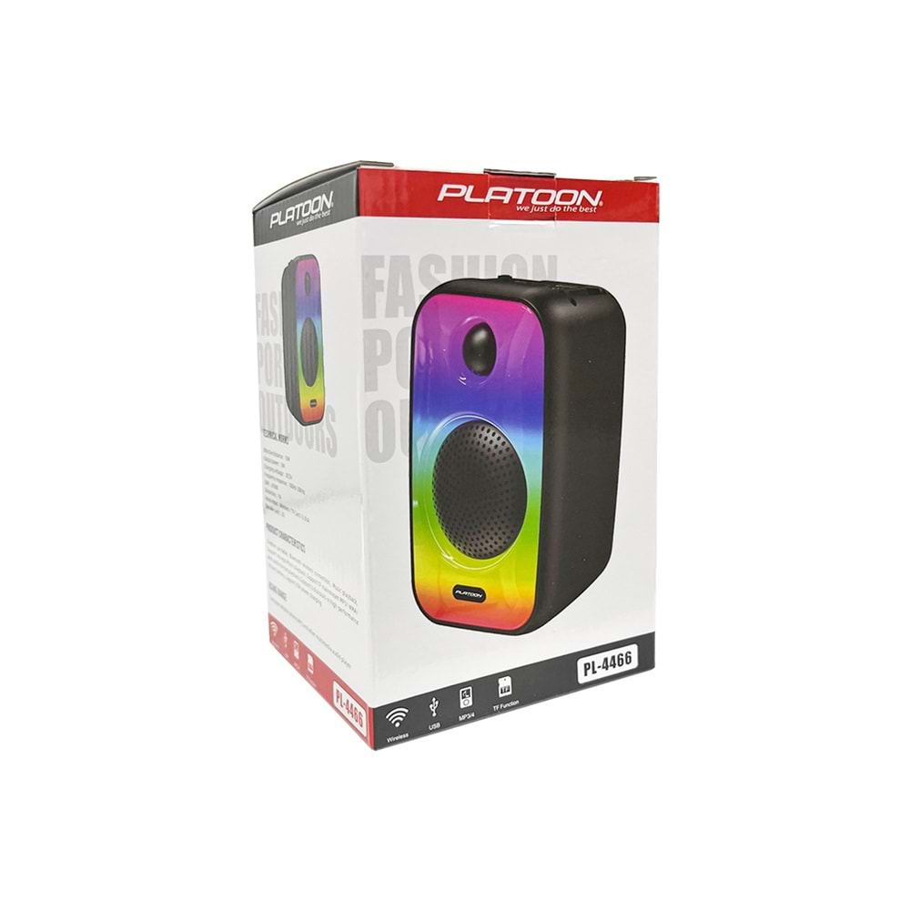 PLATOON PL-4466 SD/USB/BLUETOOTH IŞIKLI RGB MÜZİK KUTUSU