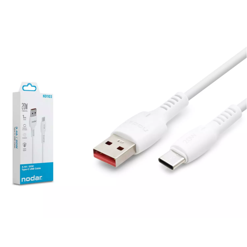 Nodar ND1103 Usb To Type-C Kablo 3.4A 20W 1M Beyaz
