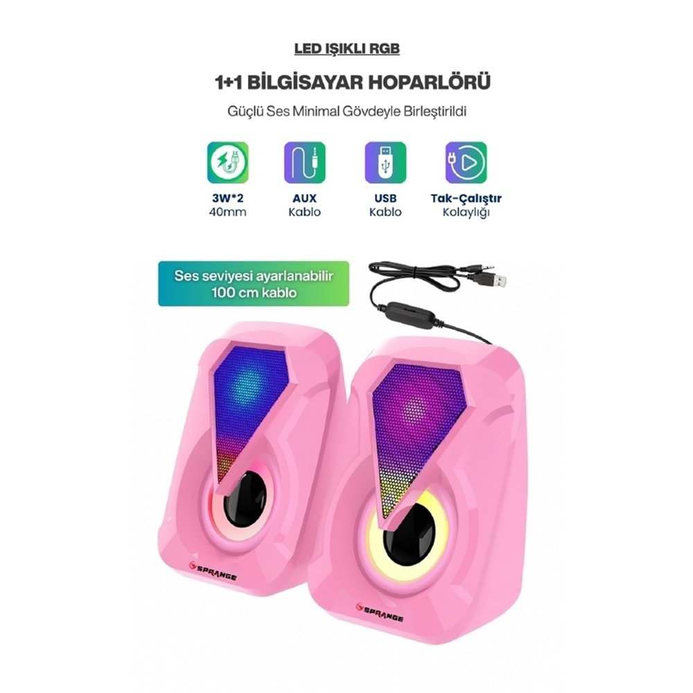 Sprange SR-PN785 2.0 3W*2 USB + 3.5mm 5V Hoparlör