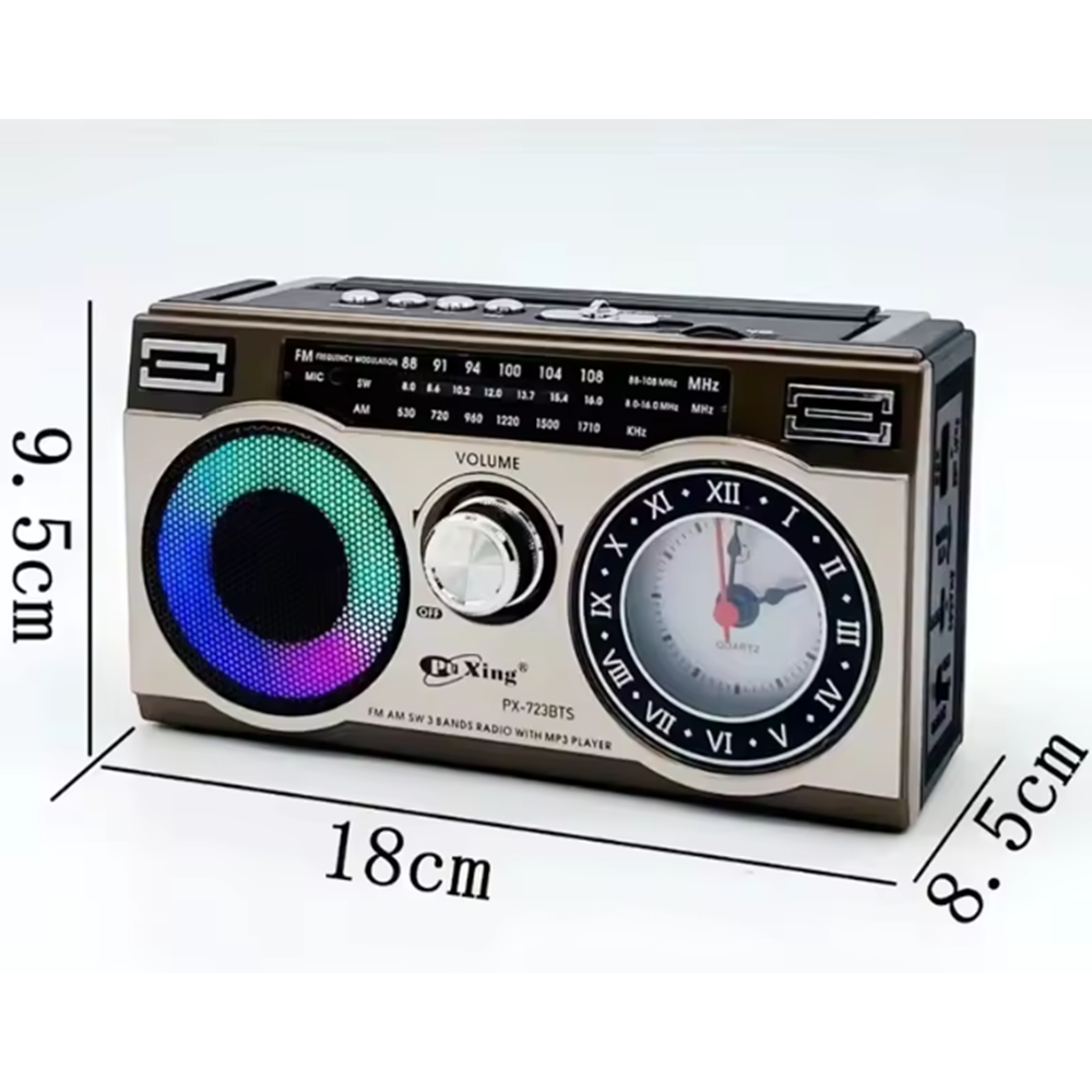 TELSAN PX-723BTS GÜNEŞ PANELLİ BLUETOOTH+SD TF KART+ USB+ FM RADYO+FENER ÖZELLİKLİ ŞARJLI HOPARLÖR PL-4705