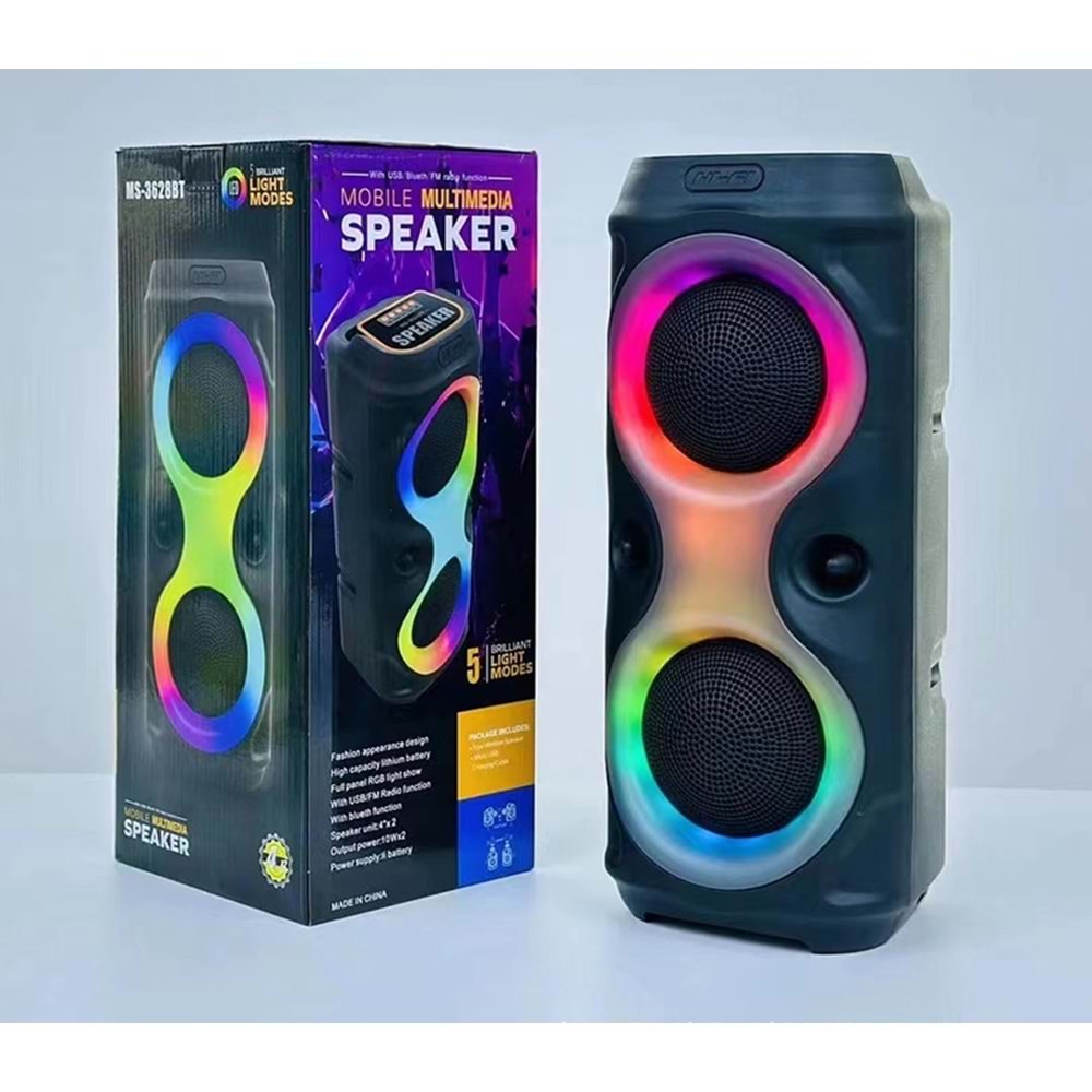 Platoon PL-4624 BT/SD/USB/AUX 4X2 8İNÇ Işıklı Bluetooth Speaker (MS-3628BT)