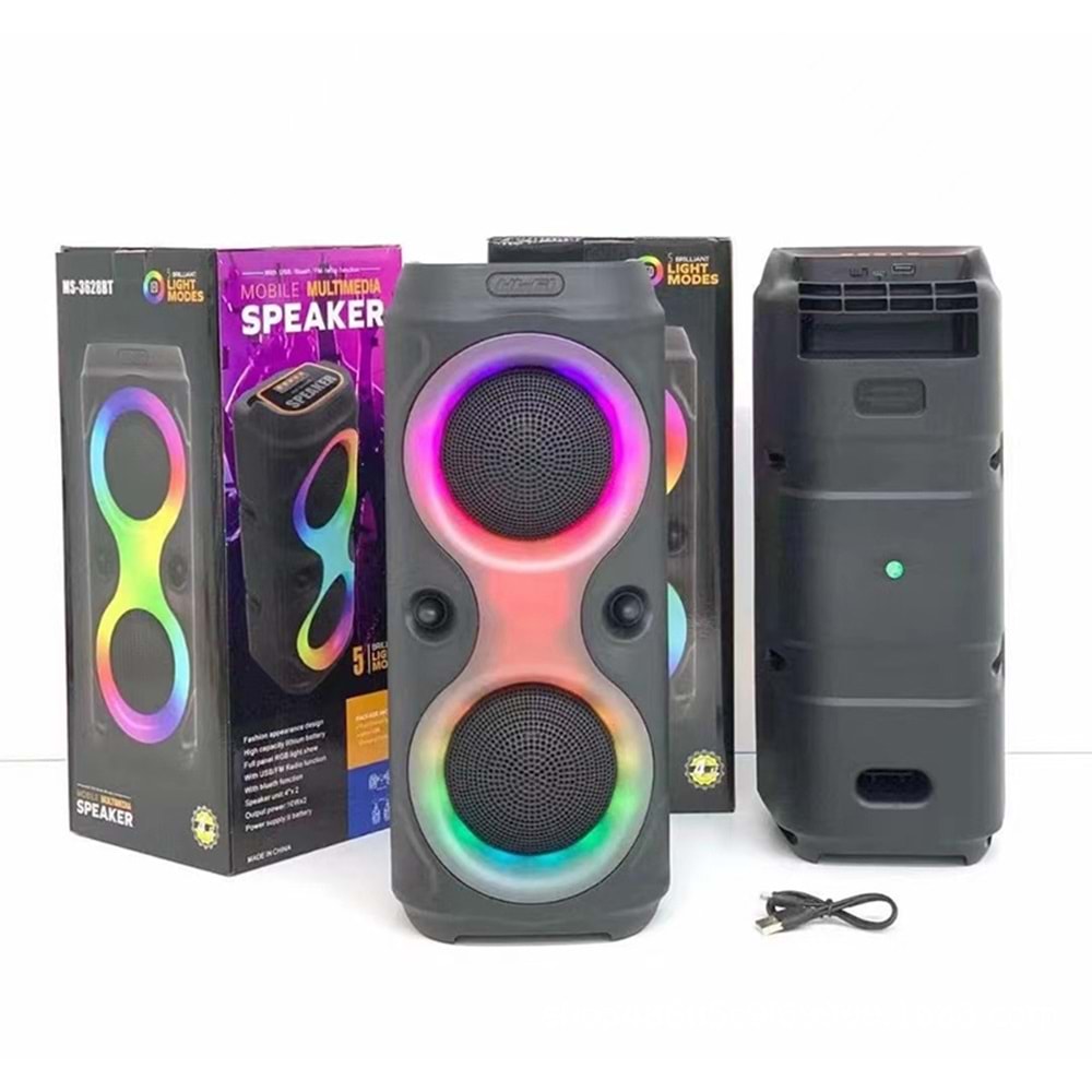 Platoon PL-4624 BT/SD/USB/AUX 4X2 8İNÇ Işıklı Bluetooth Speaker (MS-3628BT)