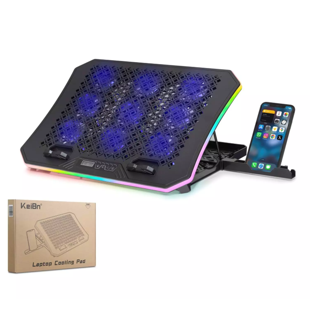 TELSAN DCXA19 Laptop Soğutucu 9x Fan RGB + Telefon Standı 14–18