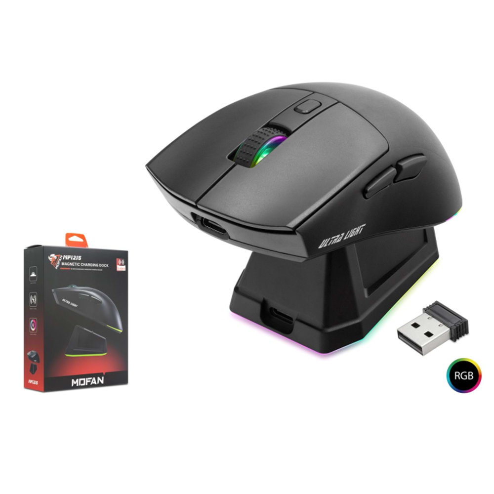 MOFAN MF1215B Kablosuz Gaming RGB Mouse Şarj Standlı