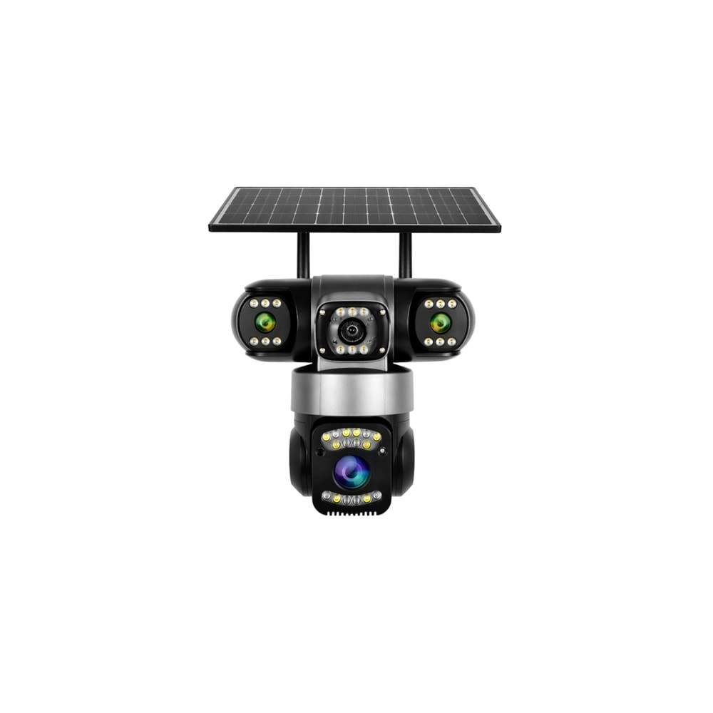 TRİO TR-SGX349 3 Kameralı 3x3MP 4G Solar PTZ Güvenlik Kamerası Sim Kartlı