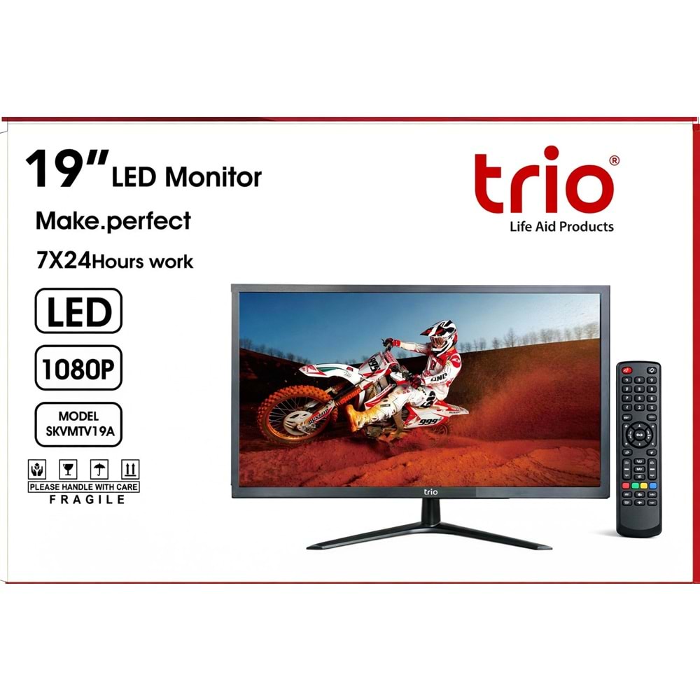 TRİO TR-Q19WS 19İNÇ MULTİMEDİA SESLİ 1080P FULLHD 75HZ USB+HDMİ+VGA KUMANDALI MONİTÖR