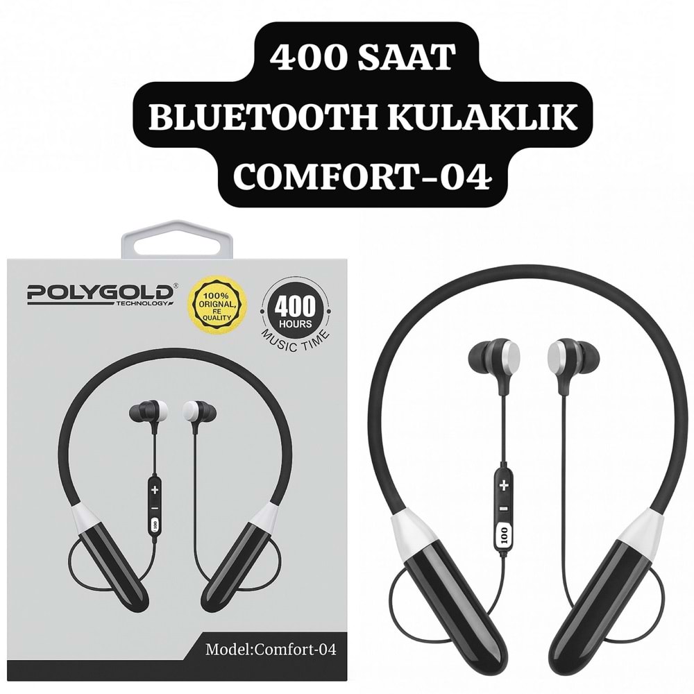 POLYGOLD COMFORT-04 BLUETOOTH 400 SAAT ŞARJ SÜRESİ BOYUN KULAKLIK