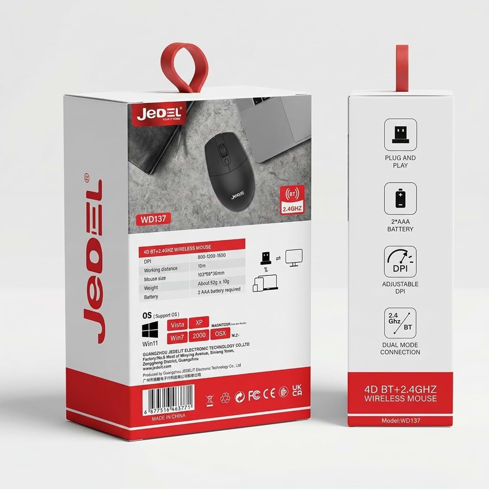 JEDEL WD137 KABLOSUZ WİRELESS + BLUETOOTH MOUSE