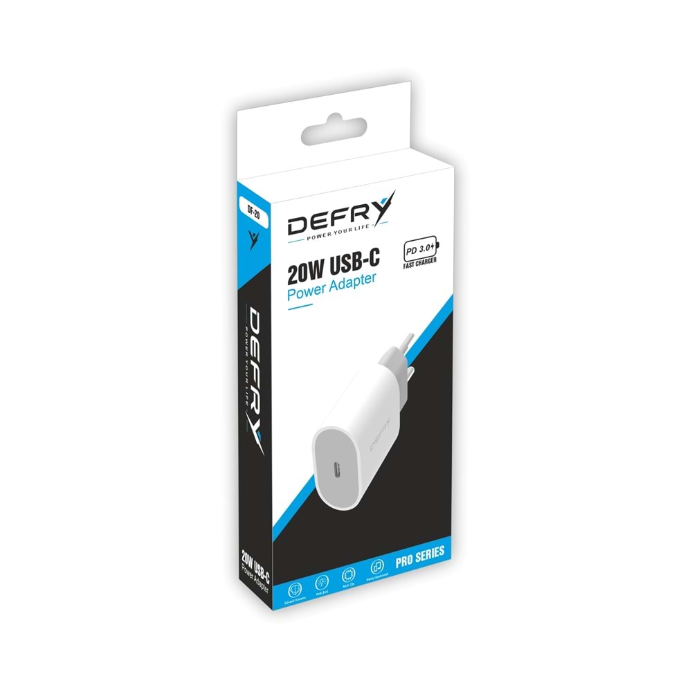 DEFRY DF-20 QUİCK FAST ŞARJ USB-C TYPE-C 20W PD 3.0 HIZLI ŞARJ ADAPTÖRÜ