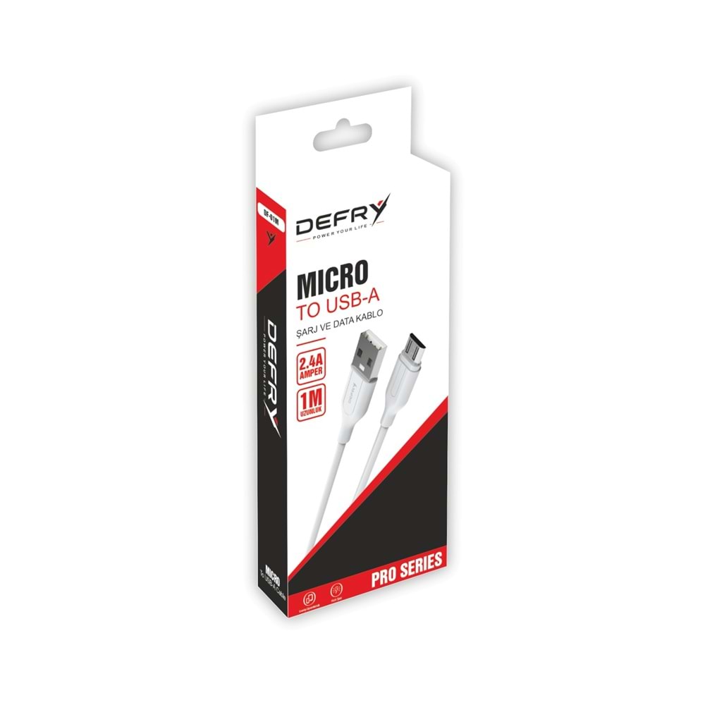 DEFRY DF-01M MİCRO TO USB-A 2.4A ŞARJ VE DATA KABLOSU