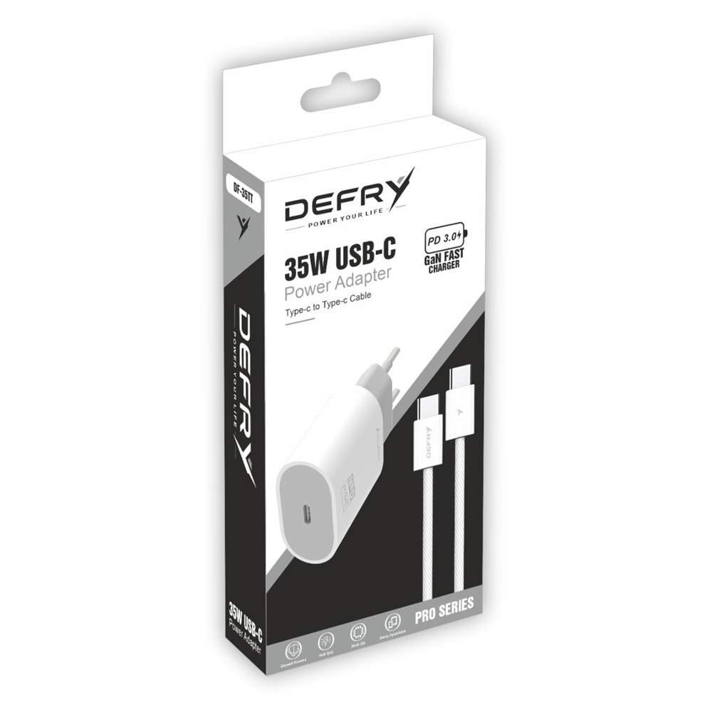 DEFRY DF-35TT TYPE-C TO TYPE-C HIZLI ŞARJ GAN FAST 35W PD 3.0 FAST ŞARJ ALETİ TAKIM