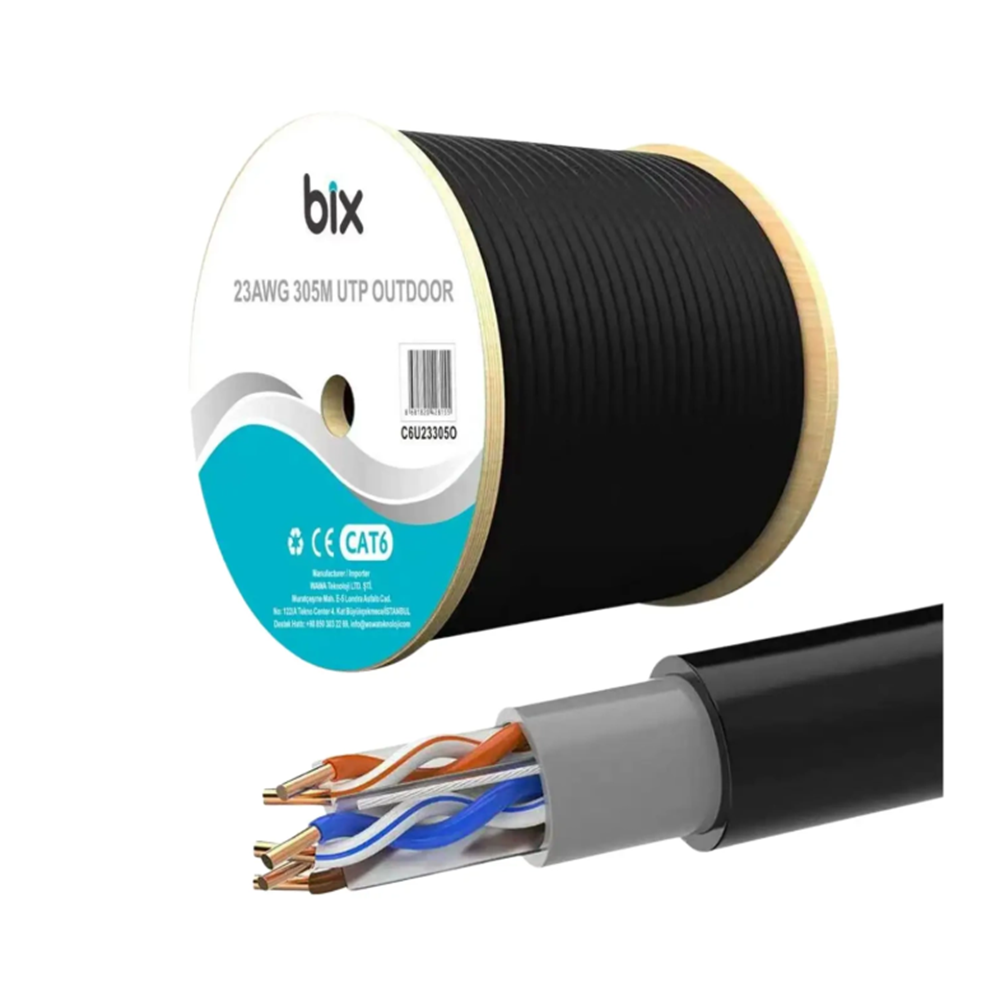 Bix C6U23305O-1 Cat6 305M Dış Ortam Outdoor UTP 23AWG CCA 4Pair x 1/0.57mm
