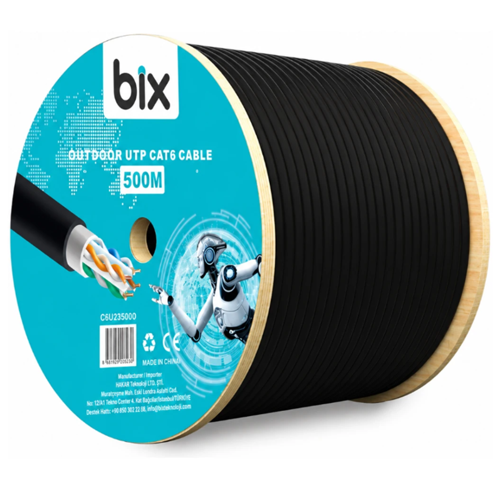 Bix C6U23500O-1 Cat6 500M Dış Ortam Outdoor UTP 23AWG CCA 4Pair x 1/0.57mm
