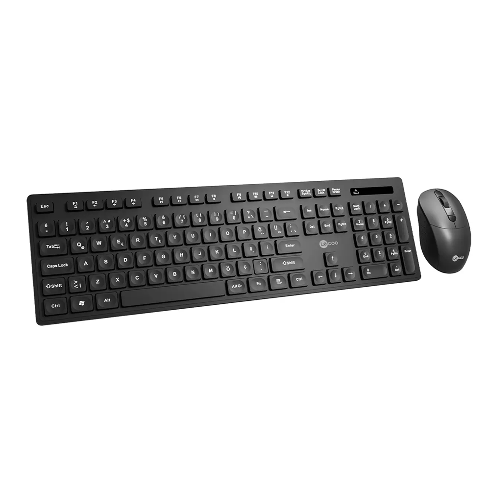 Lecoo KW201 Kablosuz Türkçe Q Klavye & Mouse Set Siyah