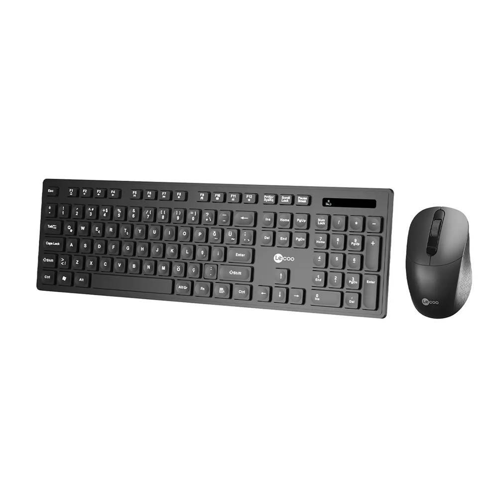 Lecoo KW201 Kablosuz Türkçe Q Klavye & Mouse Set Siyah
