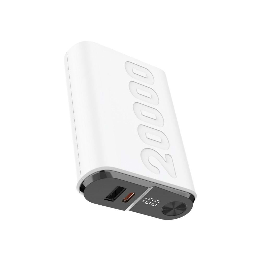 BİX TPB24 20000mAh PD 20W USB-C ve USB-A QC 3.0 Çift Portlu 22.5W Dijital Ekranlı Powerbank Siyah