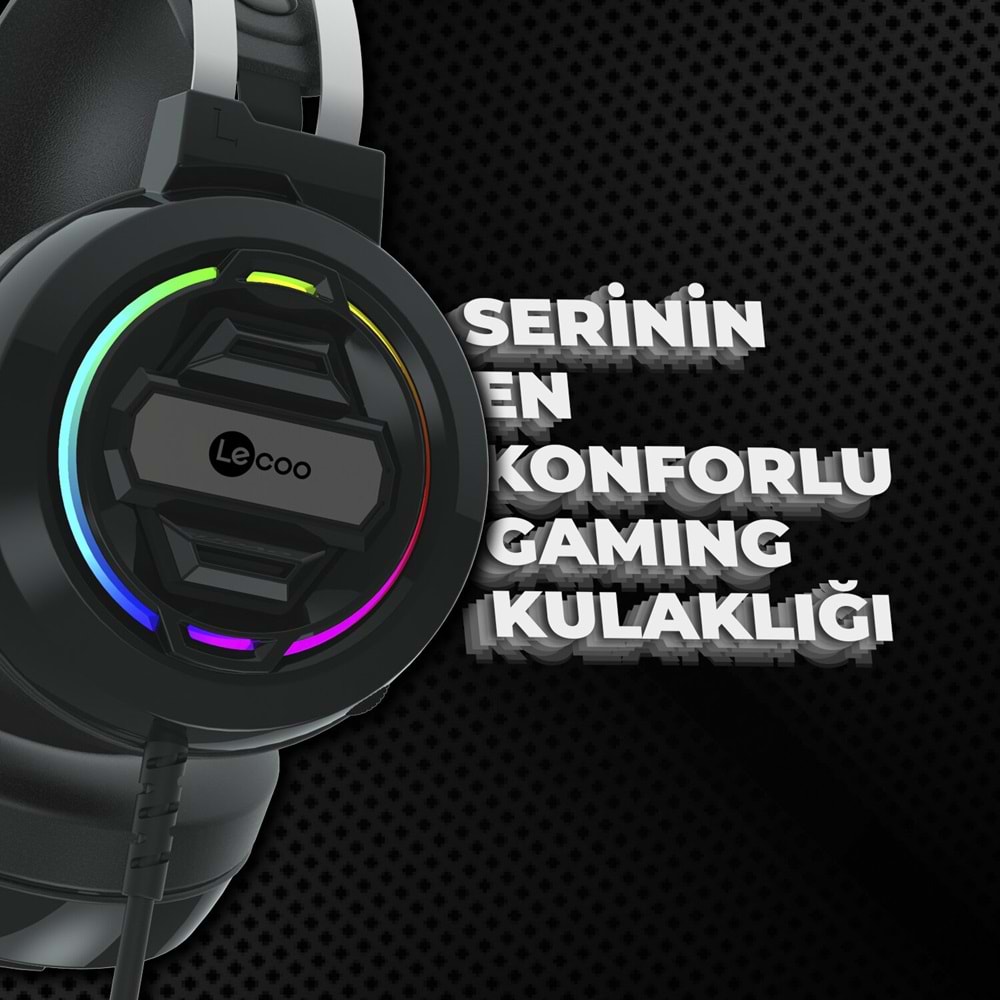 LECOO HT401 Kulak Üstü USB2.0 RGB LED Aydınlatmalı Kablolu Gaming Kulaklık Siyah