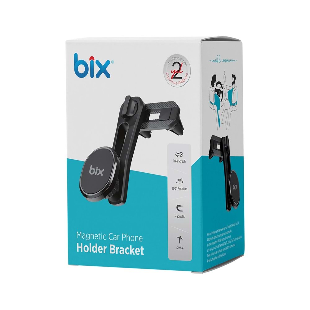 BIX BXCH6 360° Ayarlanabilir Manyetik Araç içi Telefon Tutucu Siyah