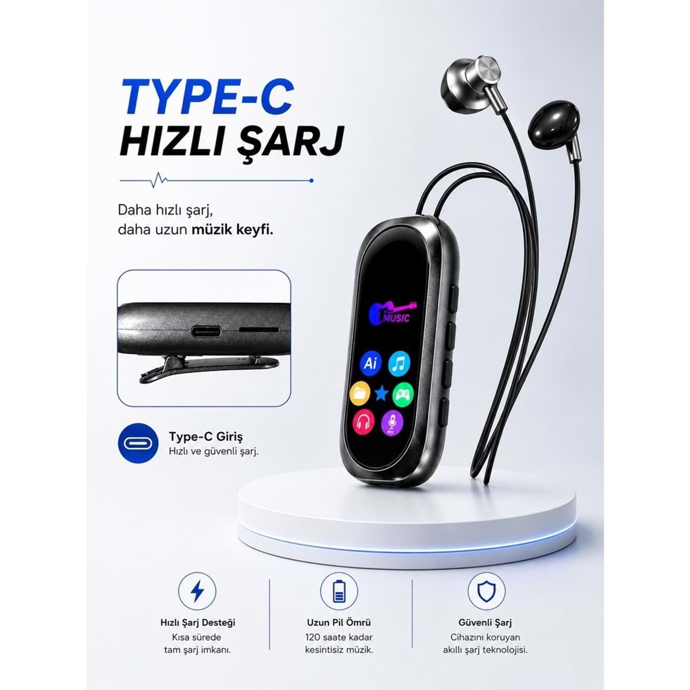 SPRANGE SR-T13 Bluetooth 5.4 / TF Kart Destekli Dijital Ekranlı Kulaklık