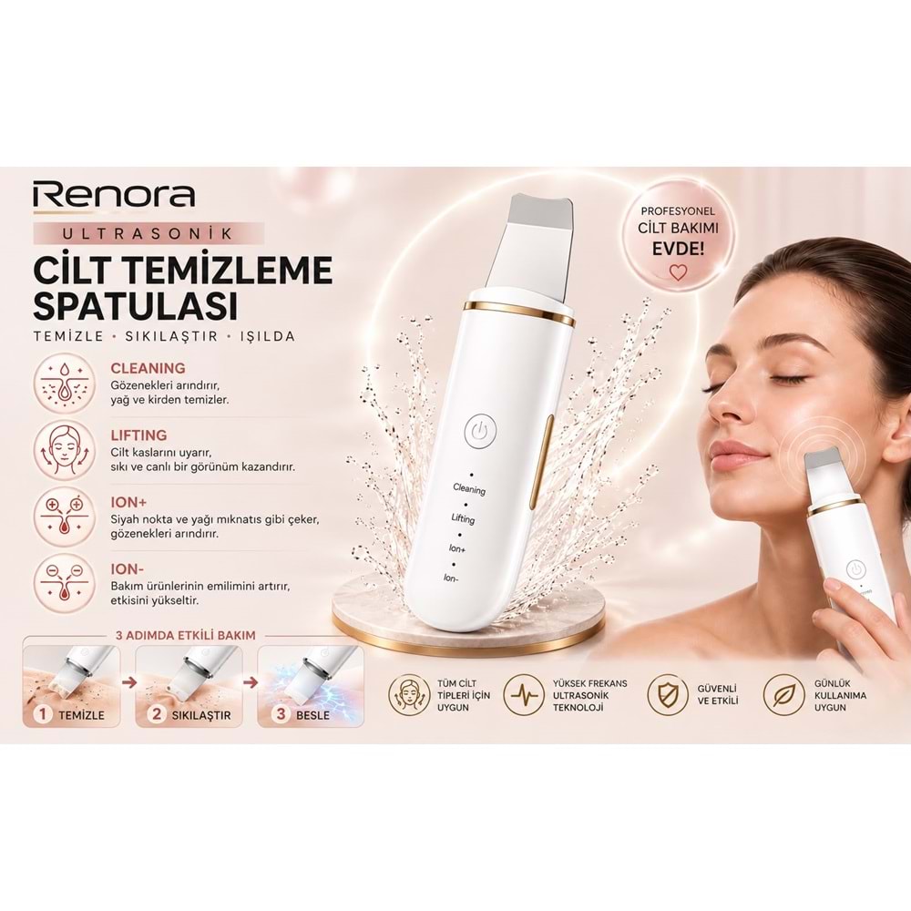 CONCORD SM-15 RENORA 4IN1 Ultrasonic Cilt Temizleme Spatulası