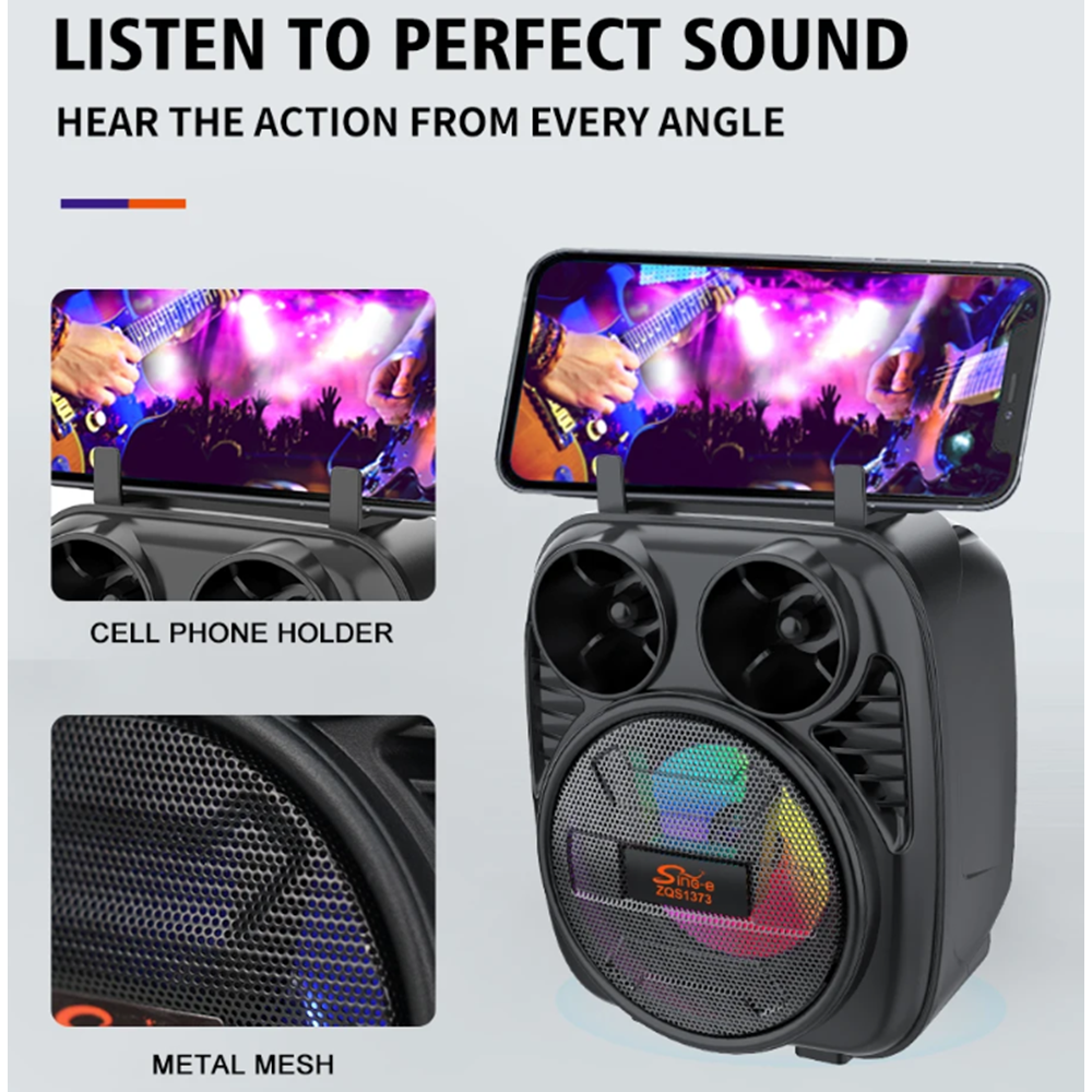 TELSAN ZQS1373 USB/TF/AUX Bluetooth Işıklı Hoparlör 3 İnç Yüksek Ses Kalitesi Müzik Kutusu PL-4809