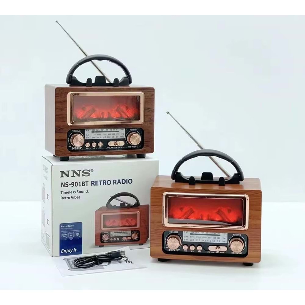 TELSAN NS-901BT USB/SD/FM Şömine Görünümlü Bluetooth Hoparlör Nostaljik Radyo ve Kablosuz Müzik Çalar PL-4715
