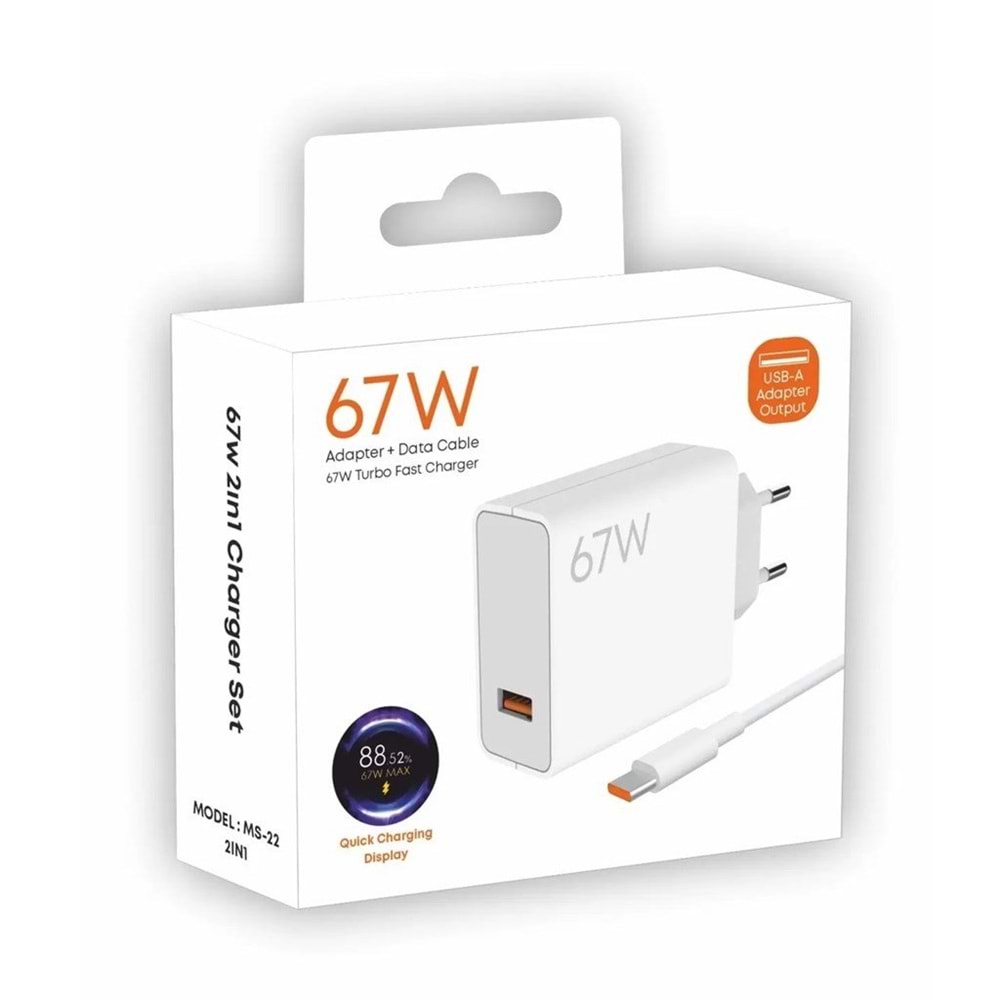 DEFRY MS-22 GANFAST QC 4.0 SALİSE SAYAR 67W 6A QUİCK FAST CHARGE QUALCOMM 4.0 USB TO TYPE-C ŞARJ ALETİ TAKIM