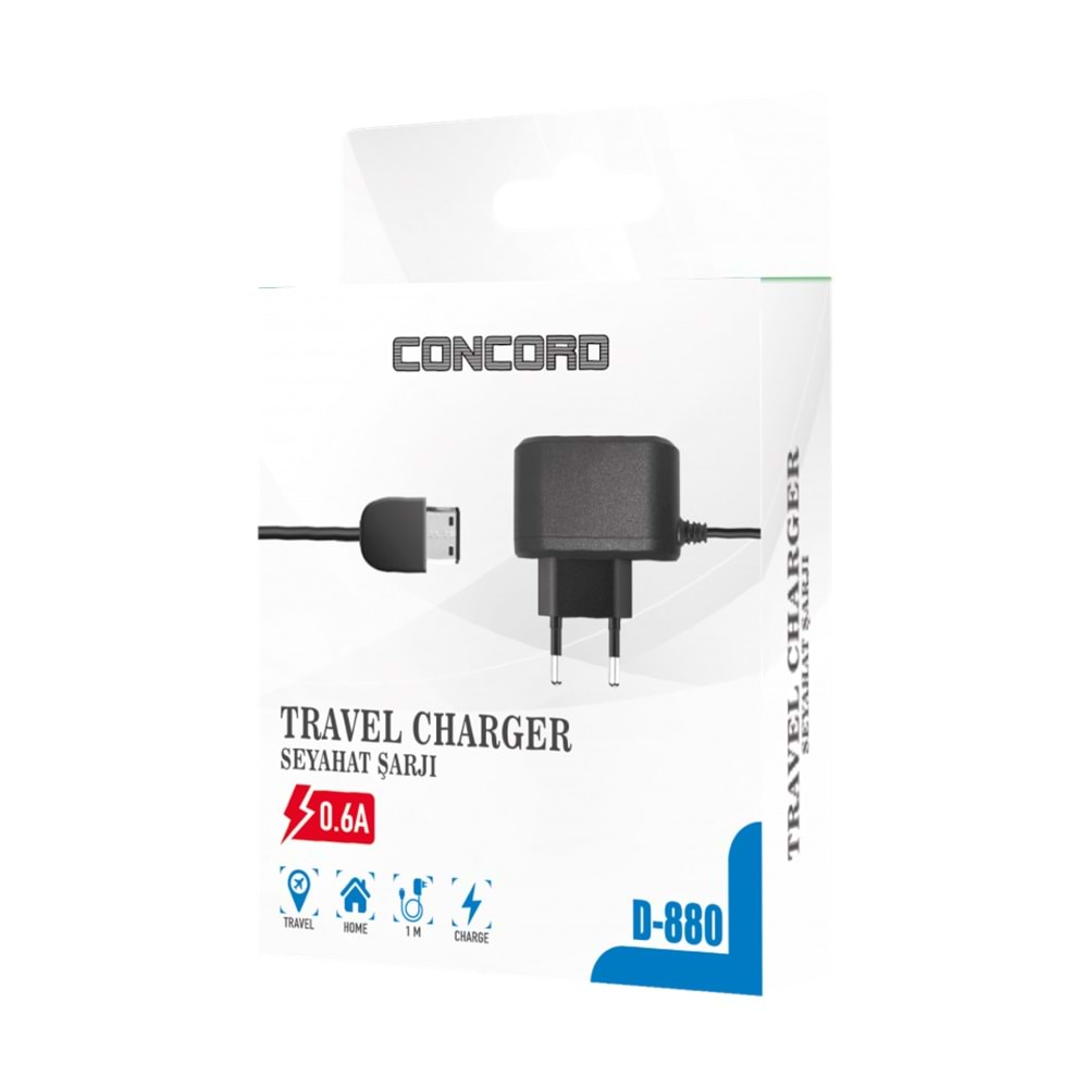 CONCORD C-88 ŞARJ ALETİ D880 TRAVEL CHARGER 5V0.6A 1METRE