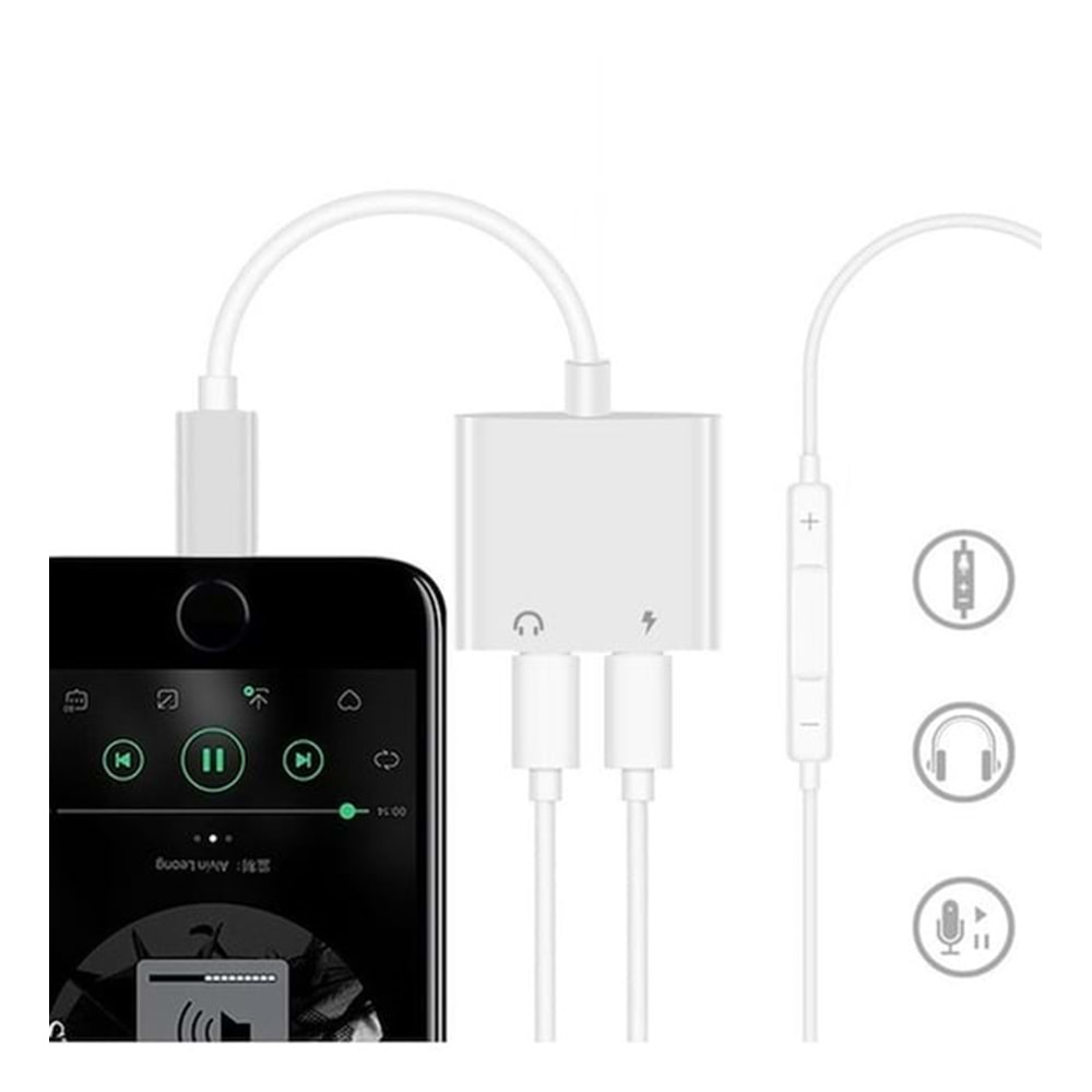 CONCORD J-008 iPhone Kablo Tip Lightning Şarj Ve Kulaklık Çoklayıcı