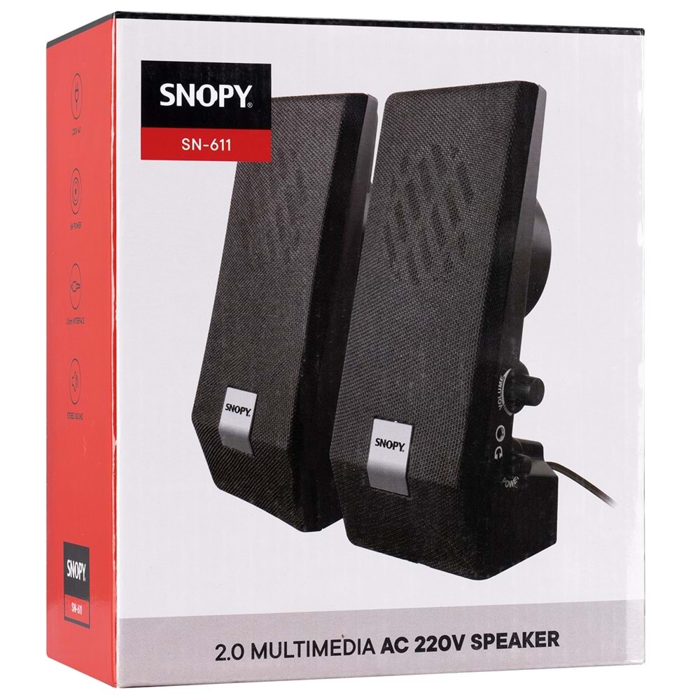 Snopy SN-611 2.0 AC Elektrikli 220V Speaker PC Hoparlör