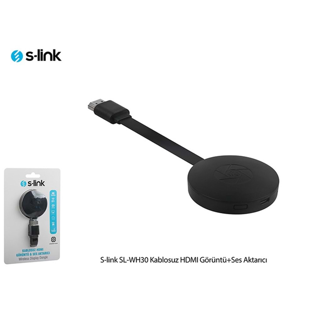 S-link SL-WH30 Kablosuz HDMİ Görüntü+Ses Aktarıcı Kablosuz Görüntü Aktarıcı