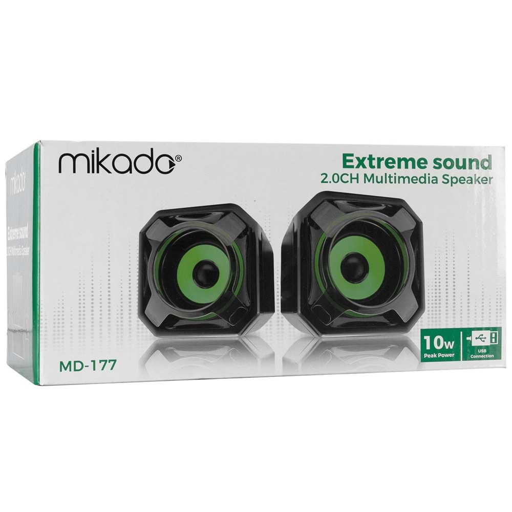 Mikado MD-177 2.0 5W * 2 Siyah Super Bass USB Speaker Hoparlör