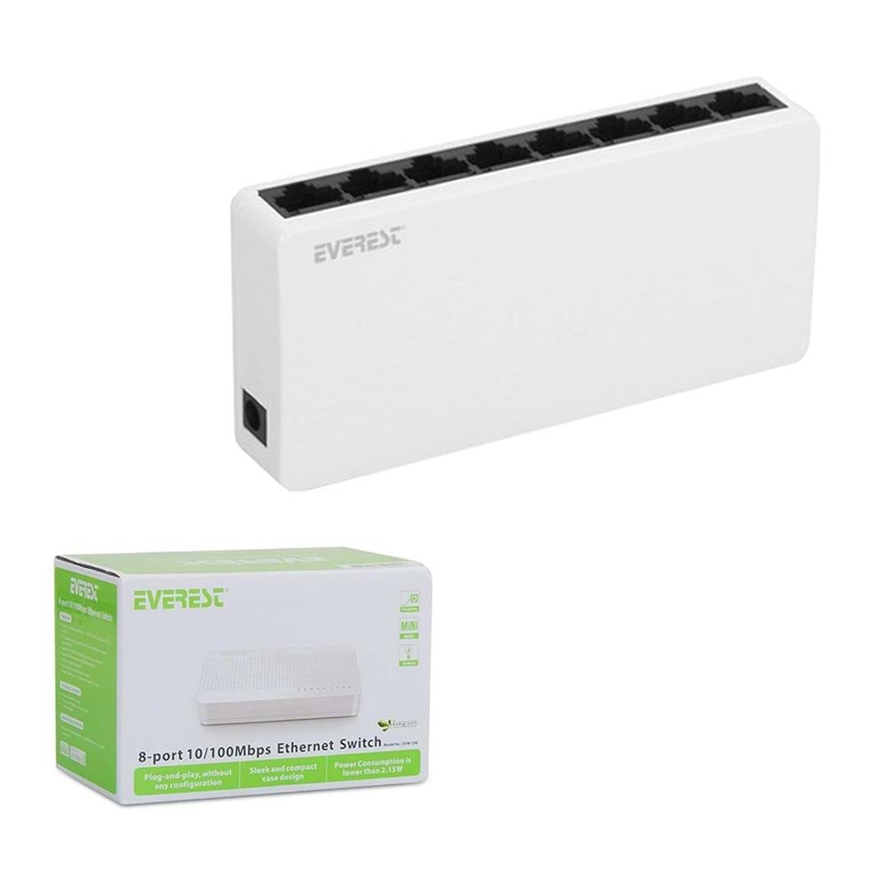 Everest EVERLINK ESF208 8 Port 10/100Mbps RTL8309 Chipset Fast Ethernet Masaüstü Switch Hub