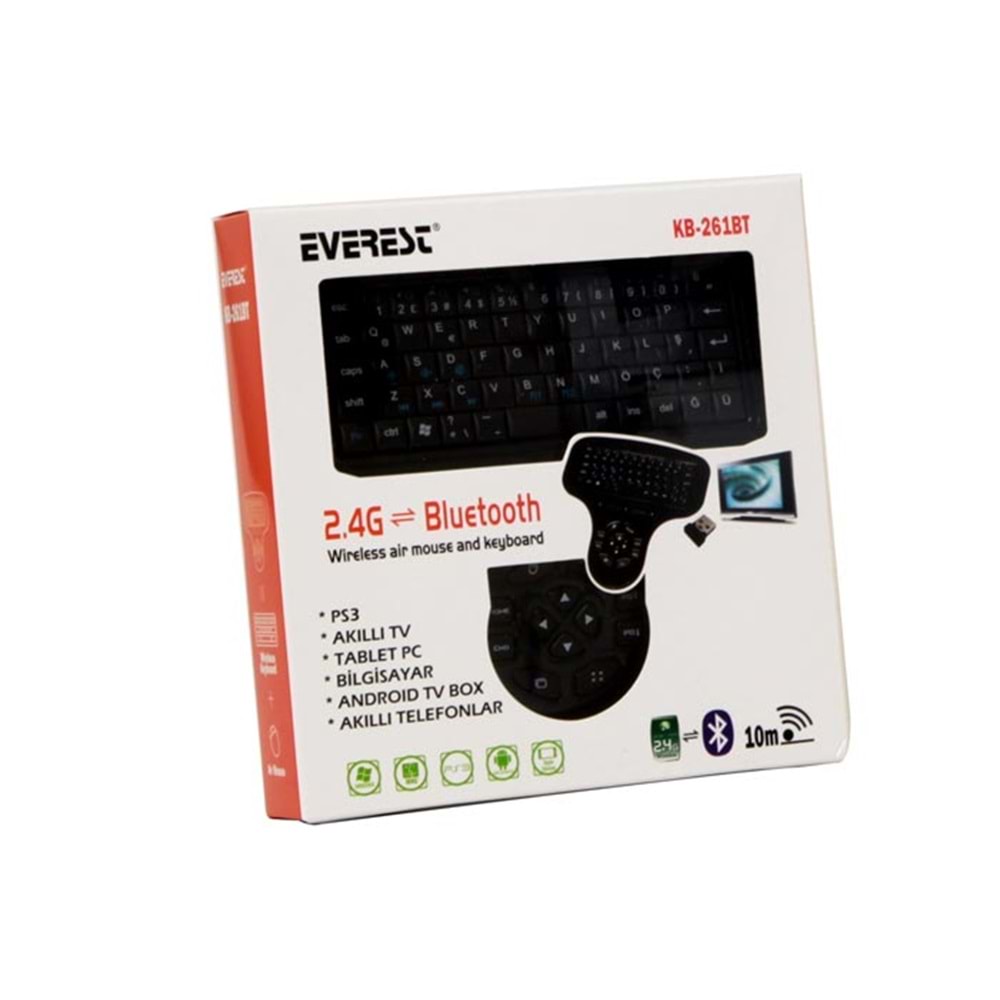 Everest KB-261BT Siyah Bluetooth Kablosuz Q Multimedia Klavye + Mouse Set