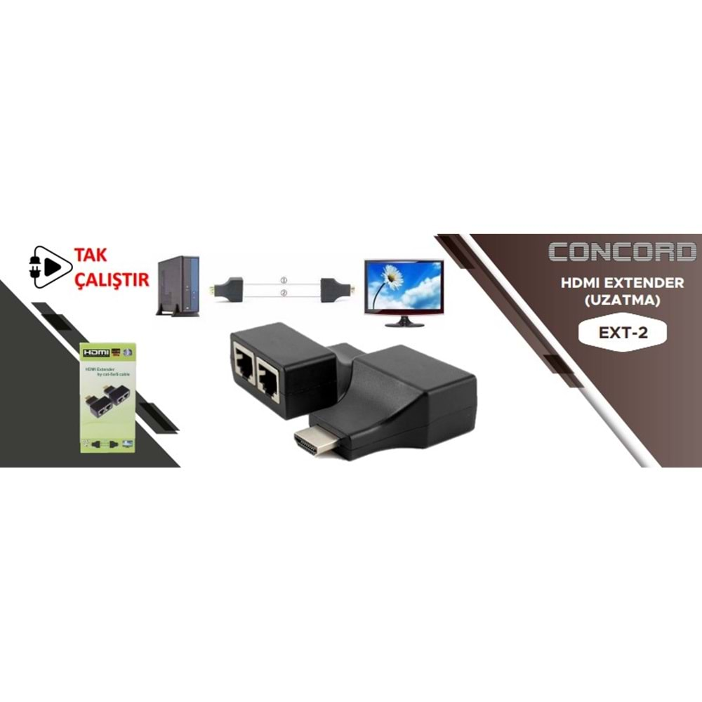 CONCORD EXT-2 HDMİ EXTENDER HDMİ TO DUAL CAT5-CAT6 UZATICI ÇEVİRİCİ