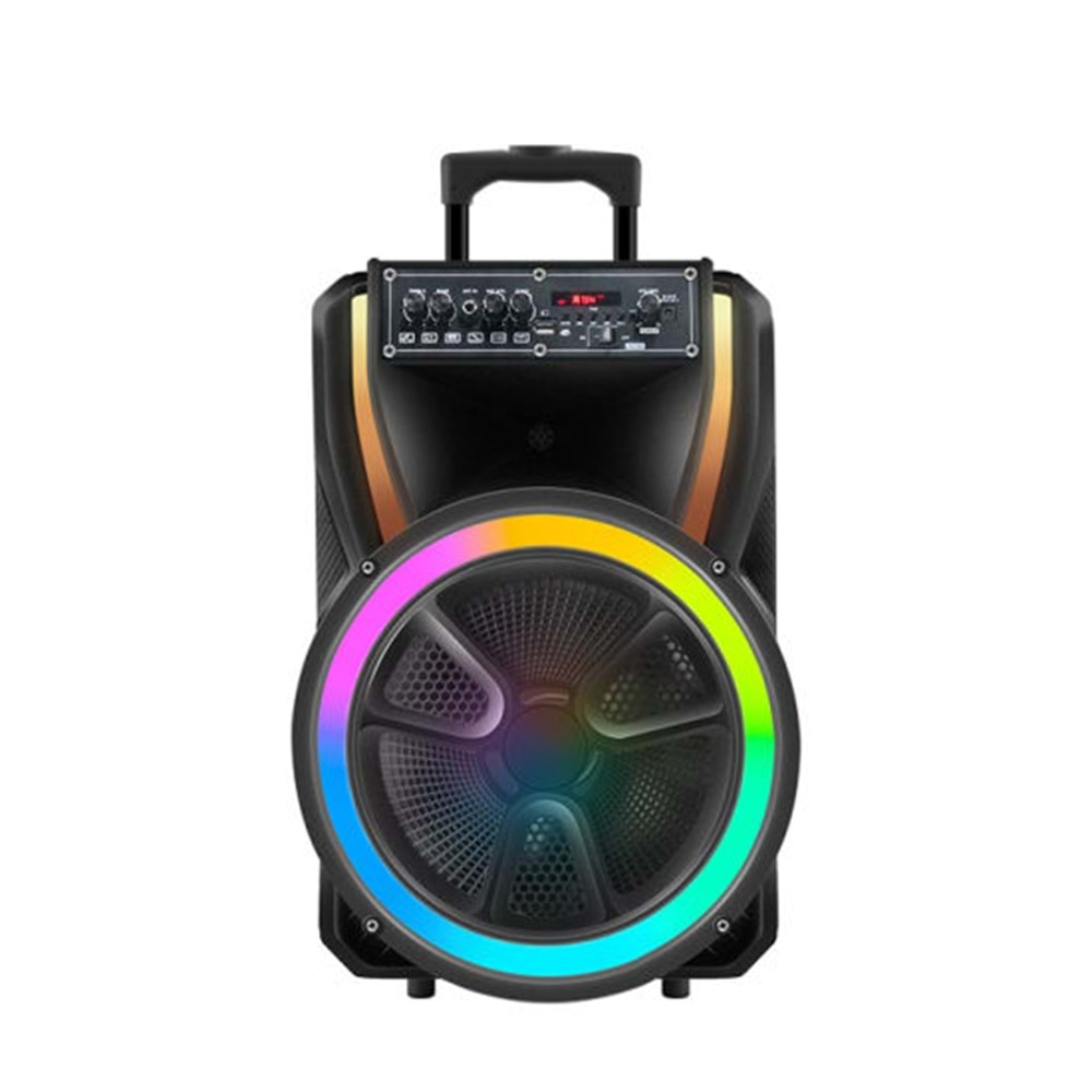 TELSAN MD10-15 SD/USB/FM DOUBLE 15inc BLUETOOTH KARAOKE MİKROFONLU KABLOSUZ KUMANDALI RGB MÜZİK KUTUSU