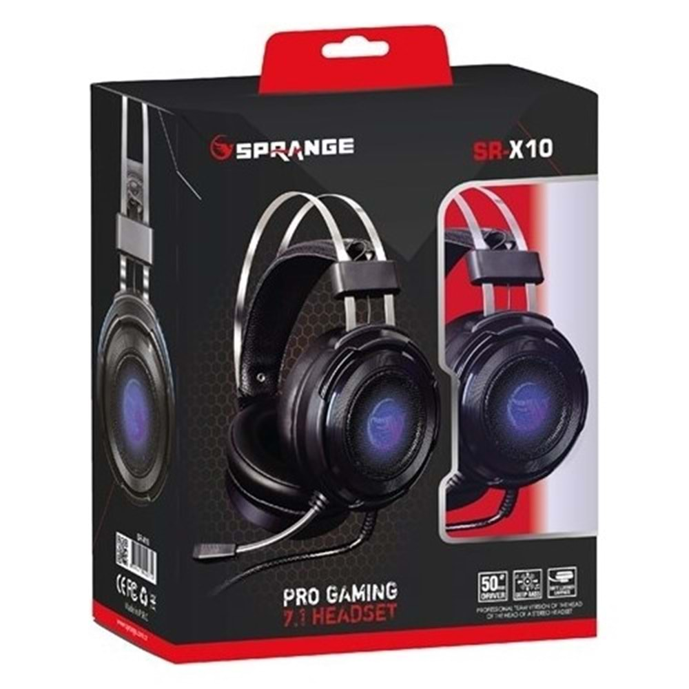 SPRANGE SR-X10 USB SES KARTLI 7+1 RGB IŞIKLI OYUNCU PC MİKROFONLU KULAKLIK