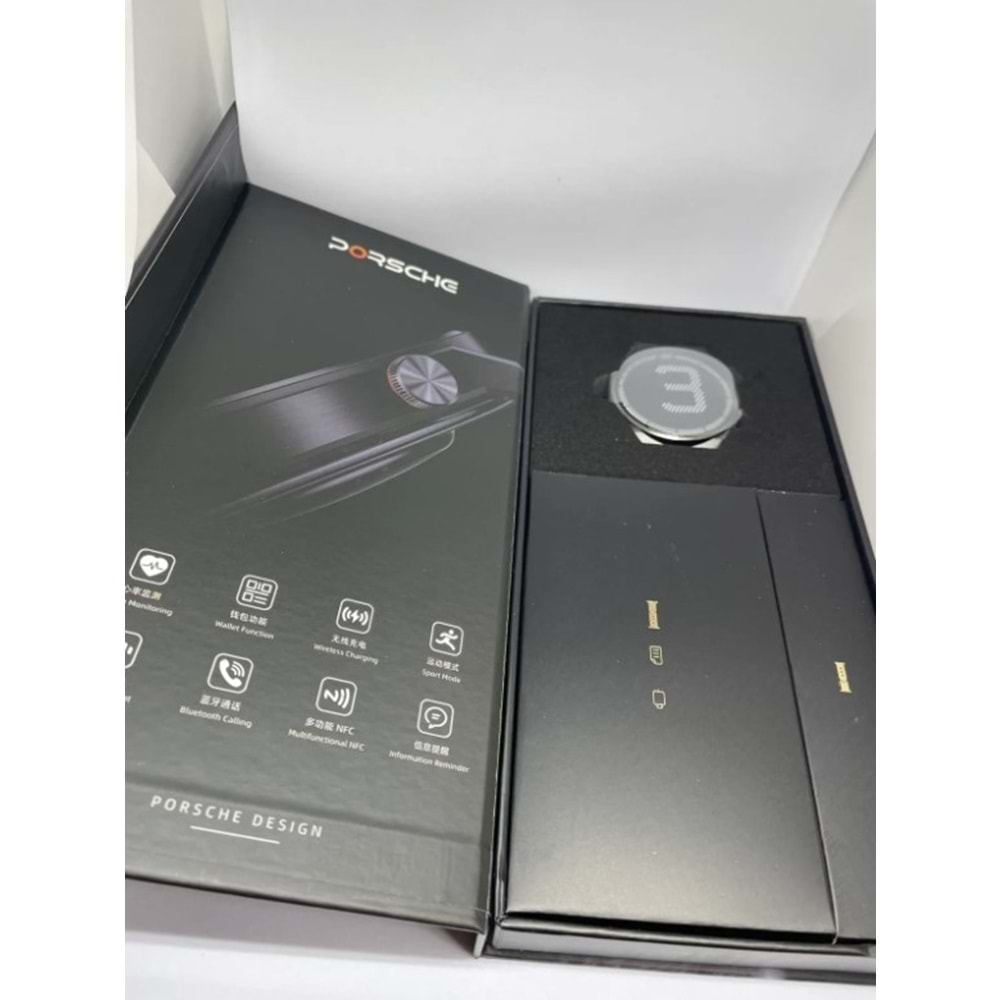 GT3 Max Porsche Design Metal/Deri Kordon NFC/Siri/Takip Özellikli Premium Akıllı Saat