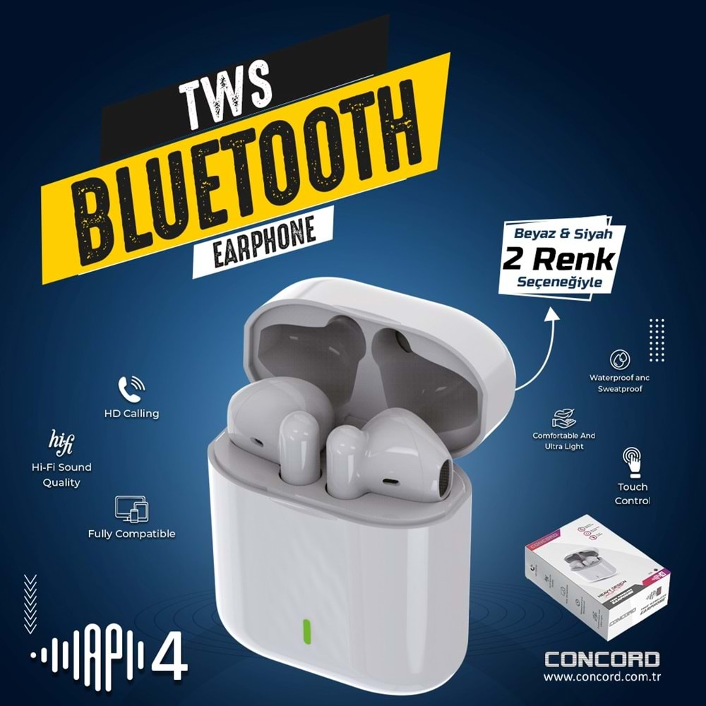 CONCORD AP4 TWS WİRELESS BLUETOOTH KULAKLIK FULL HD SES