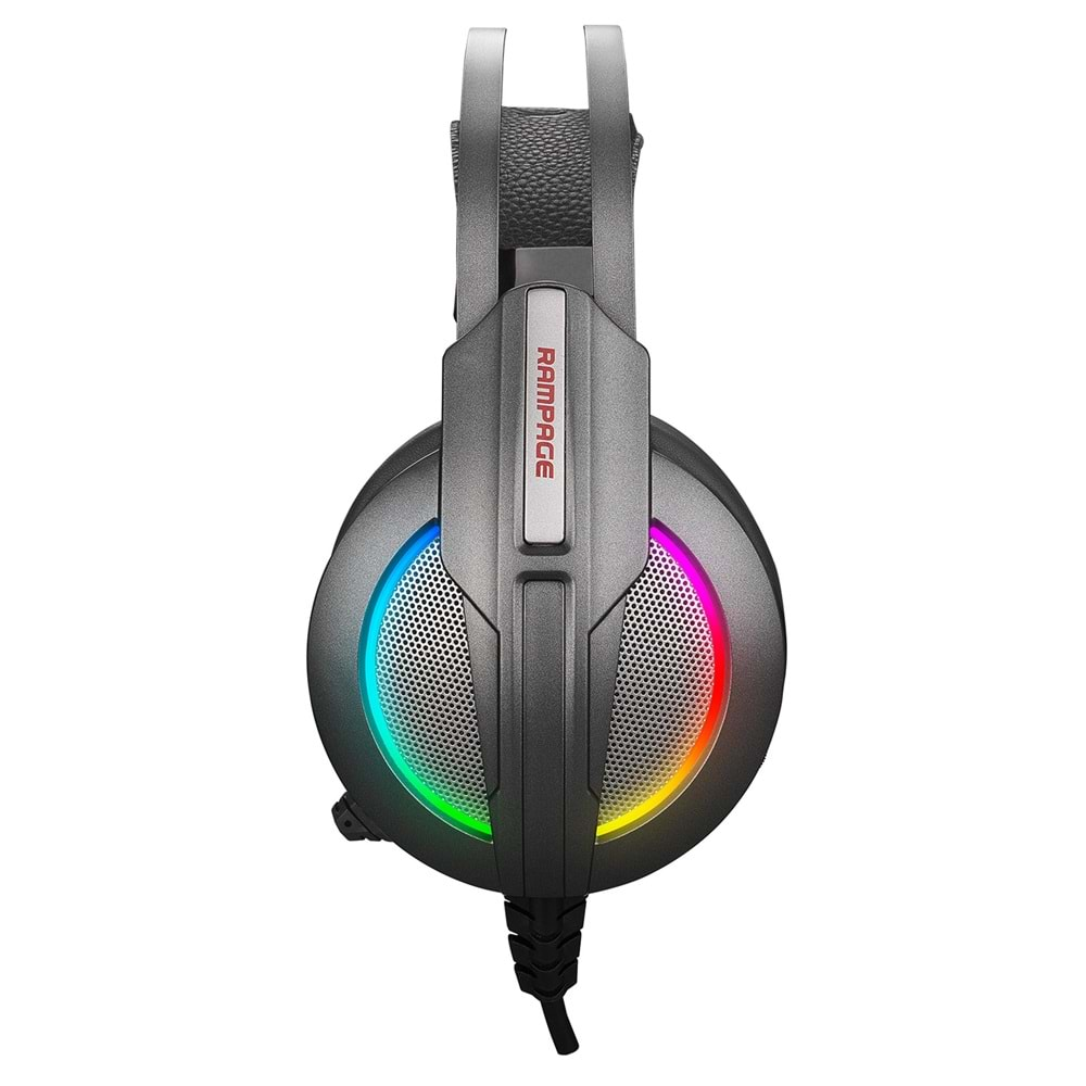 Rampage RM-K6 STARK USB 7.1 Double RGB Efekt Metalik Gri Surround Gaming Oyuncu Mikrofonlu Kulaklık