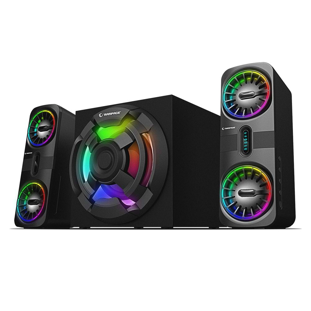 Rampage RMS-311 SHARD 2+1 80W Siyah USB,FM,Bluetooth,HMDI,Optica Rgb Işıklı Speaker