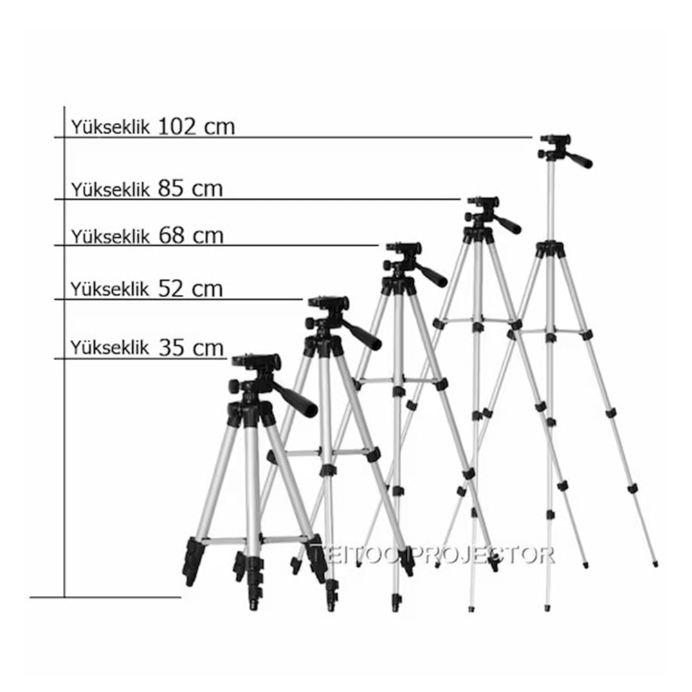 Telsan 3110 Su Terazili 102CM Tripod Profesyonel Fotoğraf Kamera Tripot Telefon Tutucu