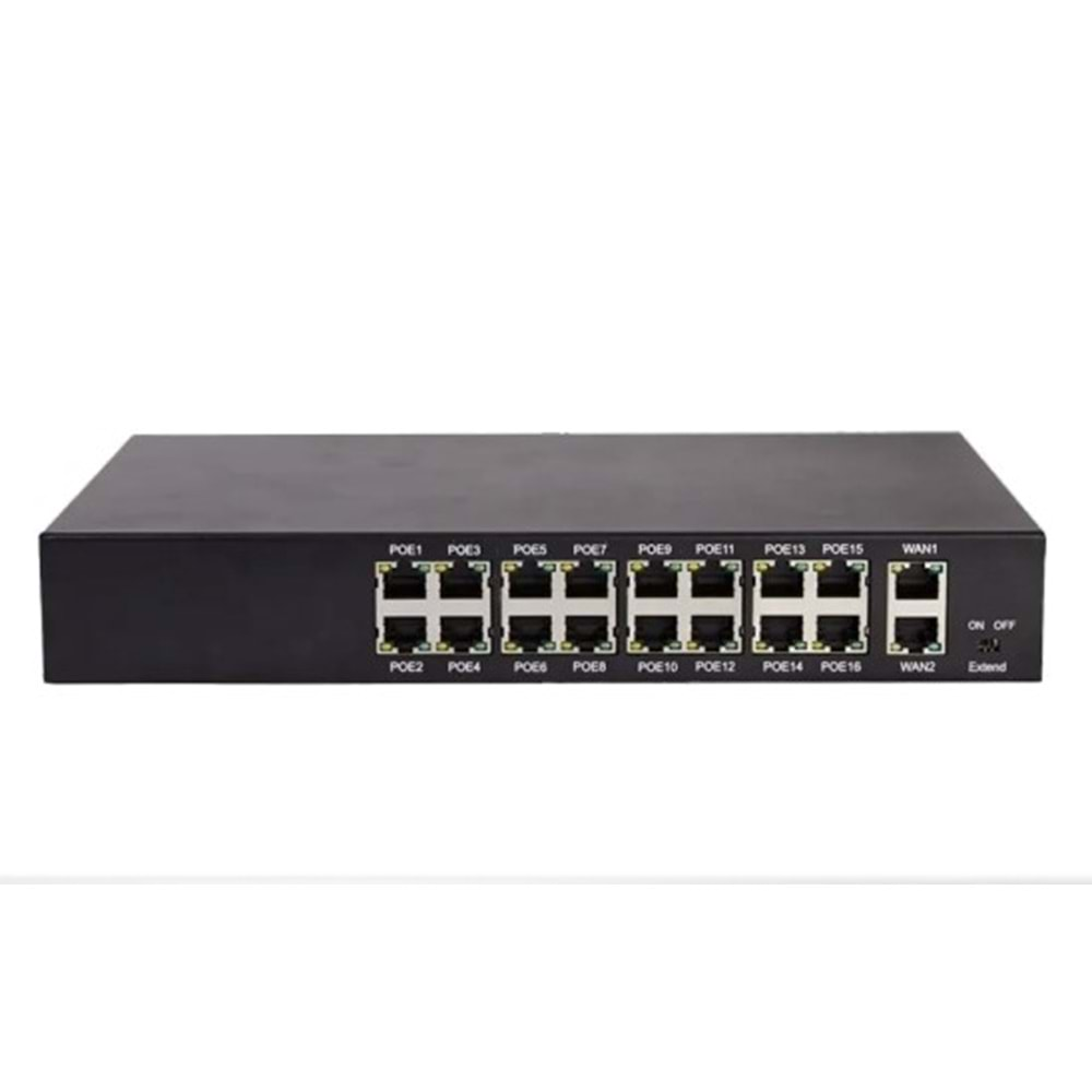 Telsan Poe16 Smart Gigabyte 16 Port Poe Switch 52v 250w 10/100/1000 Mbps Metal Kasa