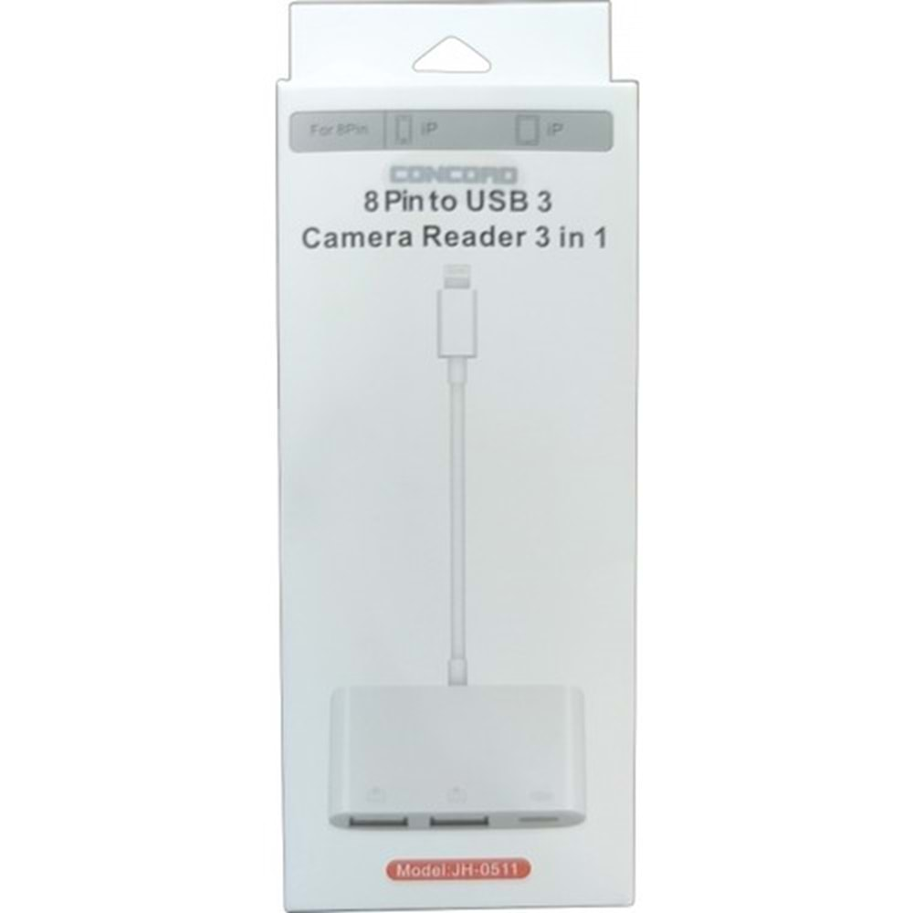 CONCORD JH-0511 LİGHTNİNG TO 2X USB ŞARJ ÇEVİRİCİ