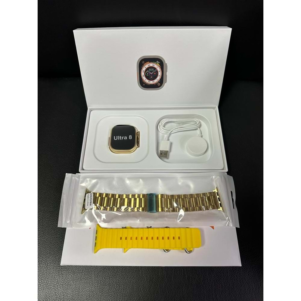 Gold Paket Ultra8 Metal Kordon 49 Mm 2.08 Ekran Watch Akıllı Saat (Çift Kordon)