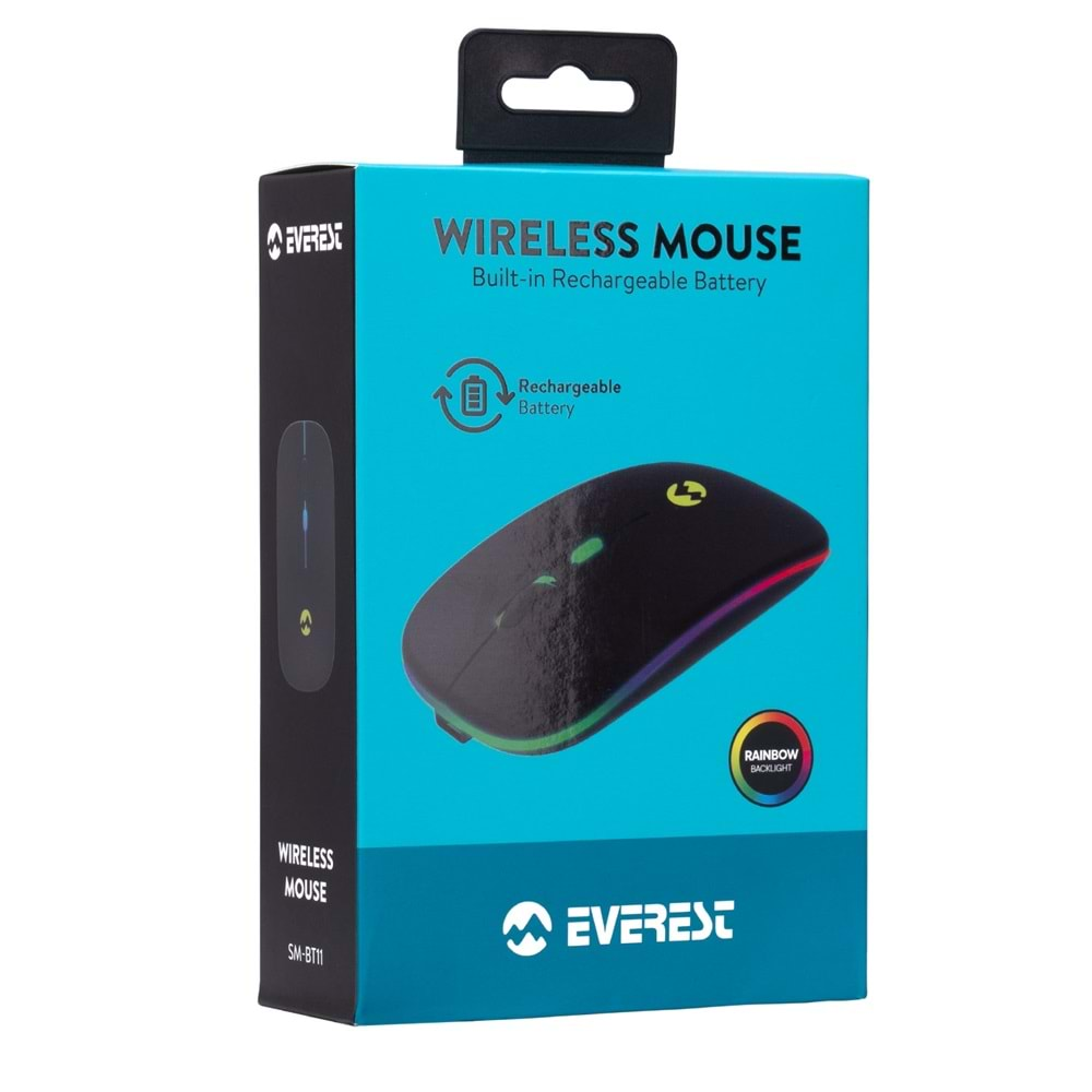 Everest SM-BT11 Usb Siyah 2in1 Bluetooth ve 2.4GHz Şarj Edilebilir Kablosuz Mouse