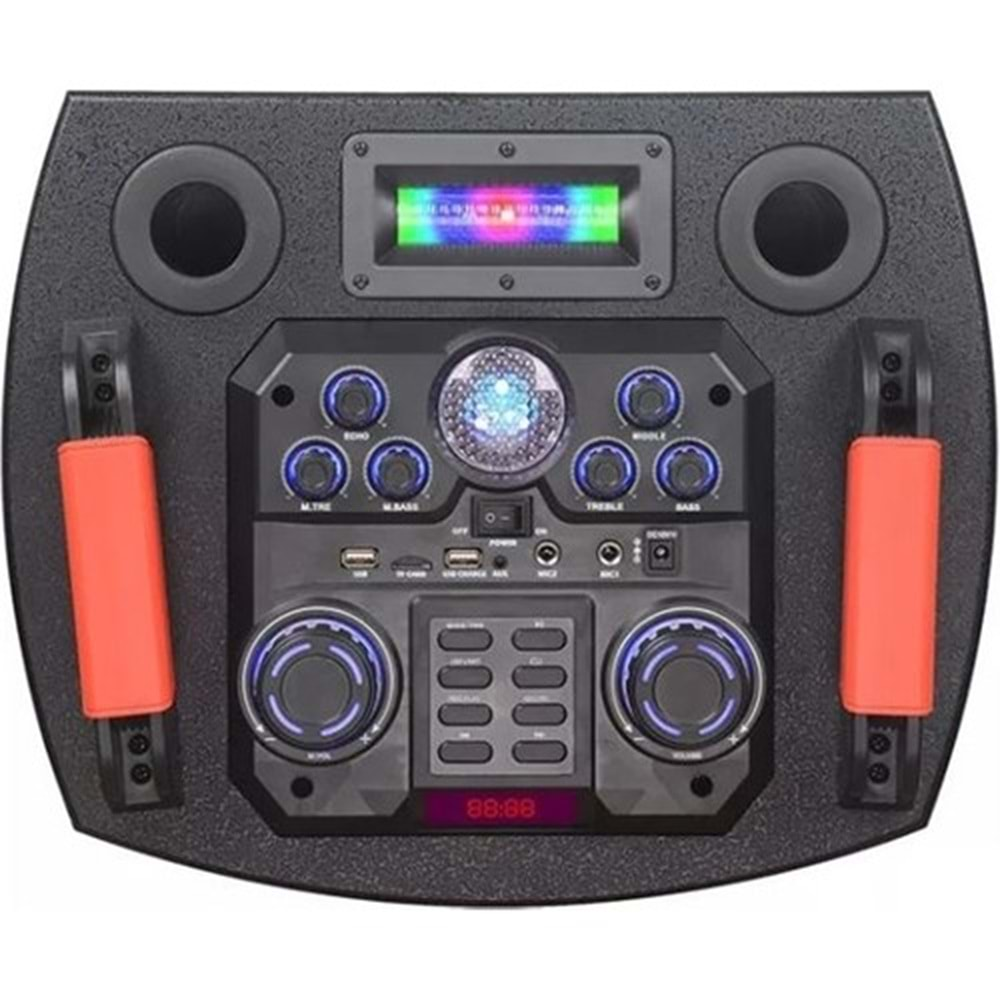 TELSAN NDR-1010S SD/USB/FM 2*10inc BLUETOOTH ÇİFT KABLOSUZ KARAOKE MİKROFONLU KUMANDALI RGB MÜZİK KUTUSU